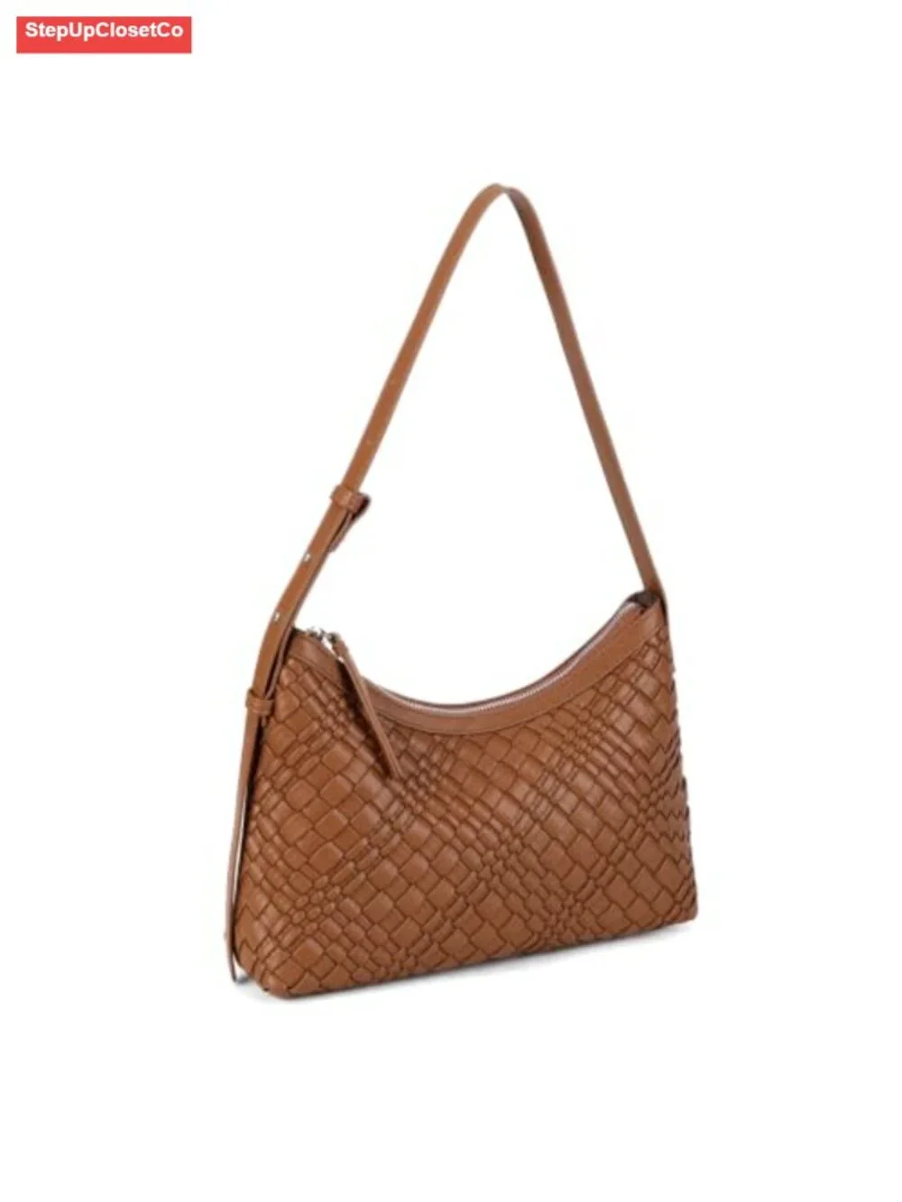 Handwoven Hobo Shoulder Bag Vegan Leather Adjustable Strap